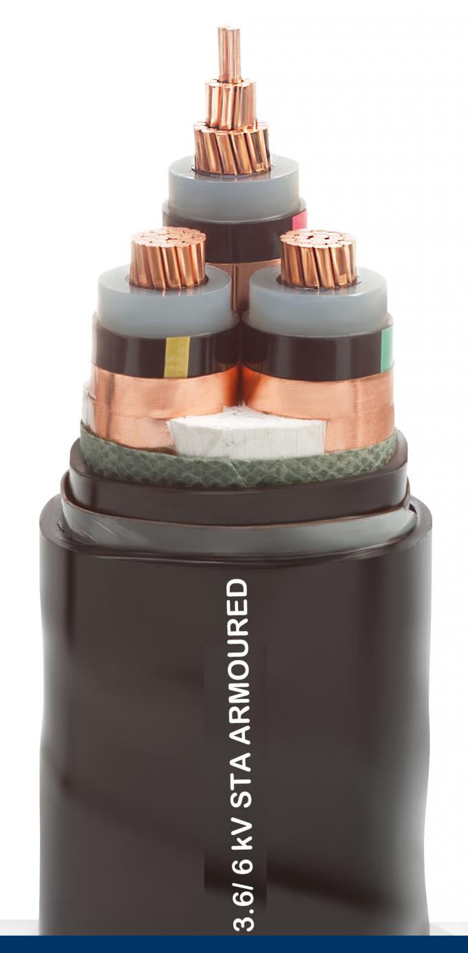 Cabo zero do halogênio fumo blindado de aço da fita do baixo para a distribuição de poder 3,6/6 quilovolts 0